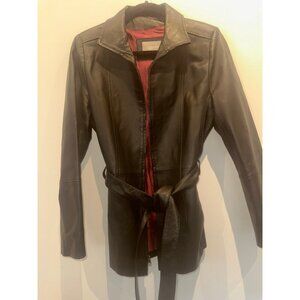 Croft & Barrow Women's Black Genuine Leather Belted Jacket